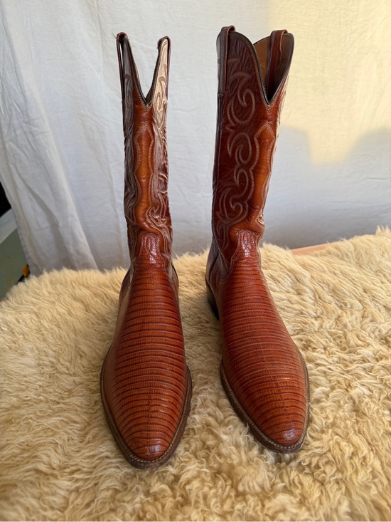 Vintage Lucchese Men\'s Classic Lizard Cowboy Boots 12B main image 12
